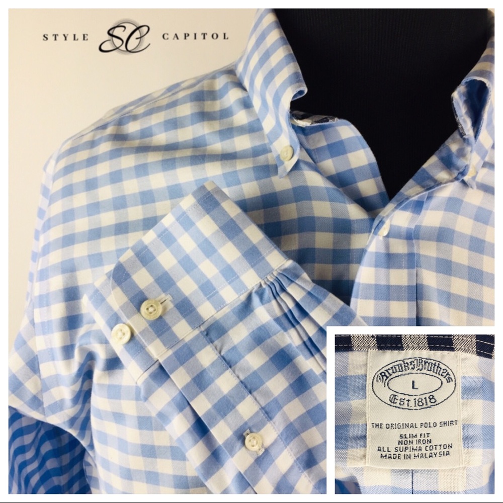 Brooks Brothers 1818 button down blue white shirt